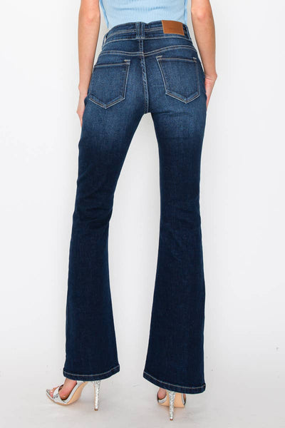 HIGH RISE STRETCH DOUBLE WAIST BOOTCUT JEANS: 13 (30)