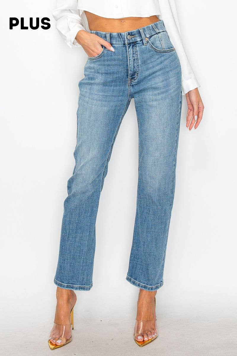 PLUS - TUMMY CONTROL HIGH RISE STRAIGHT JEANS: 18 (33)