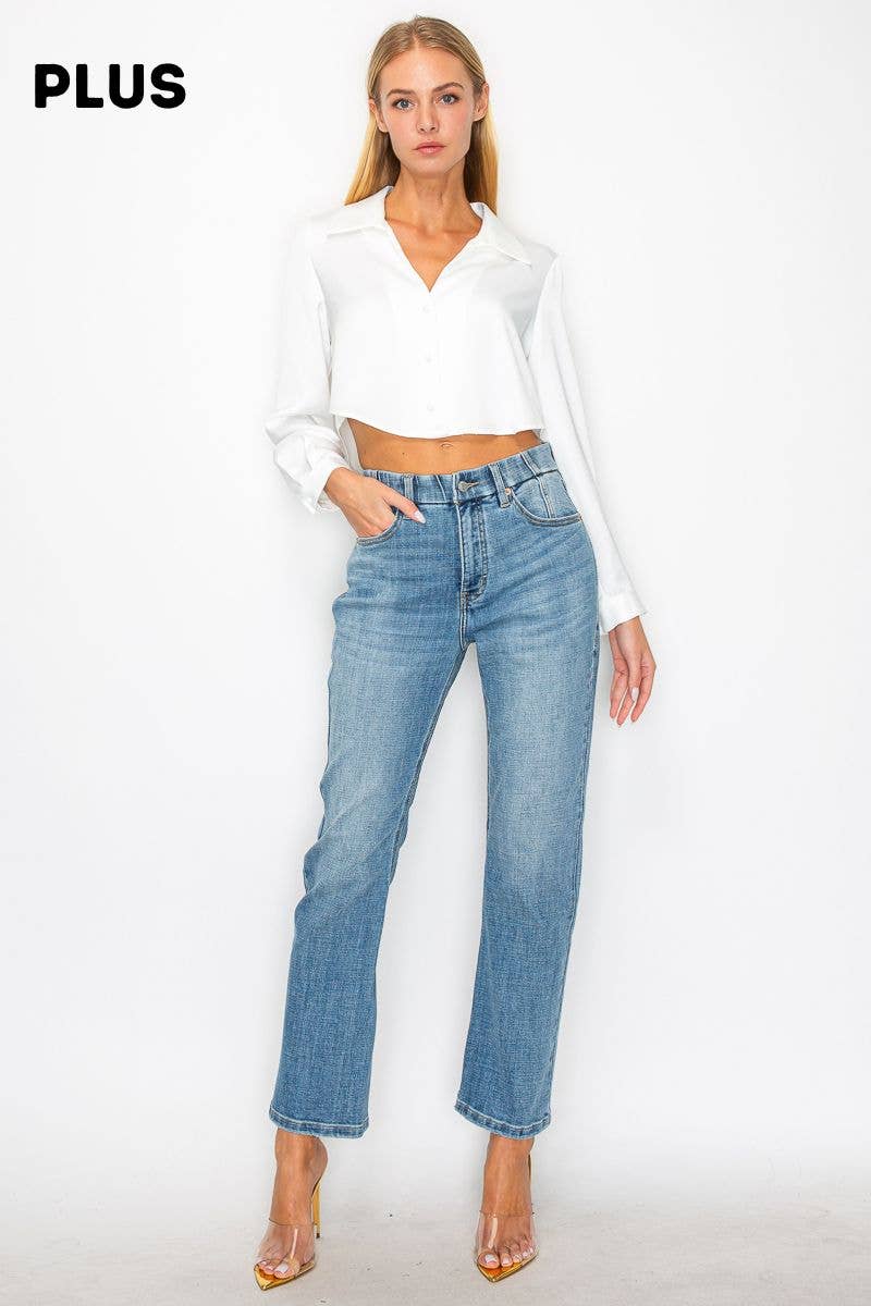 PLUS - TUMMY CONTROL HIGH RISE STRAIGHT JEANS: 18 (33)